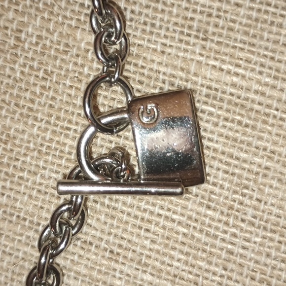 Silver Tone Lock (G) Toggle Necklace - Picture 7 of 7